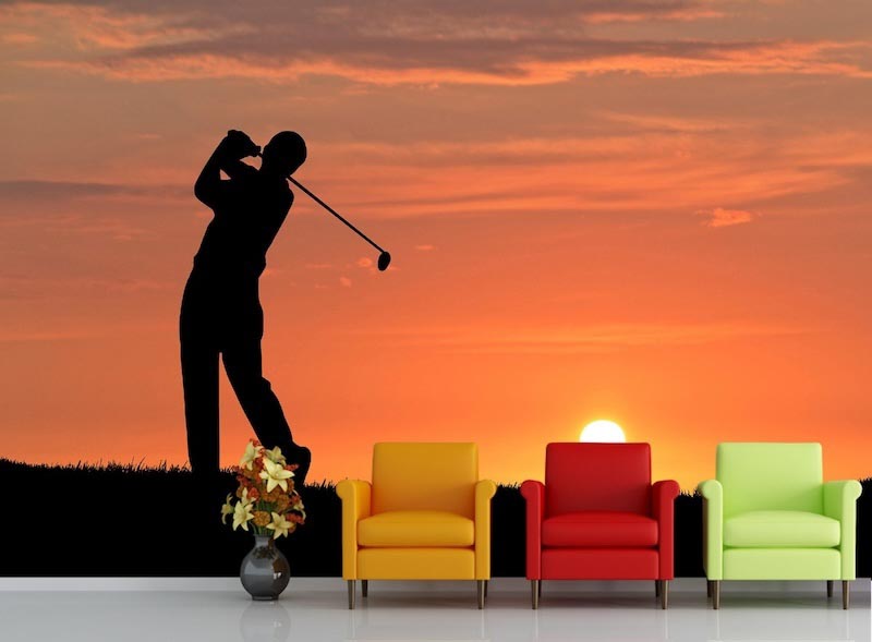Bright green golf fairway in an open landscape