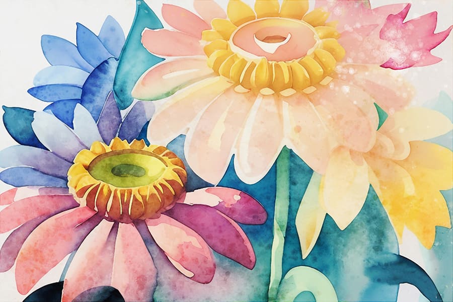 Oversized Watercolor Flowers wallpaper mural