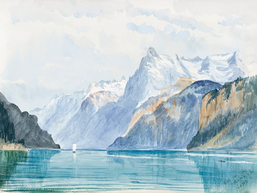 Watercolor Mountain Landscape wallpaper mural