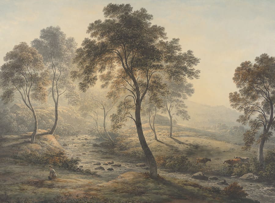 Sepia Pastoral Forest Landscape wallpaper mural