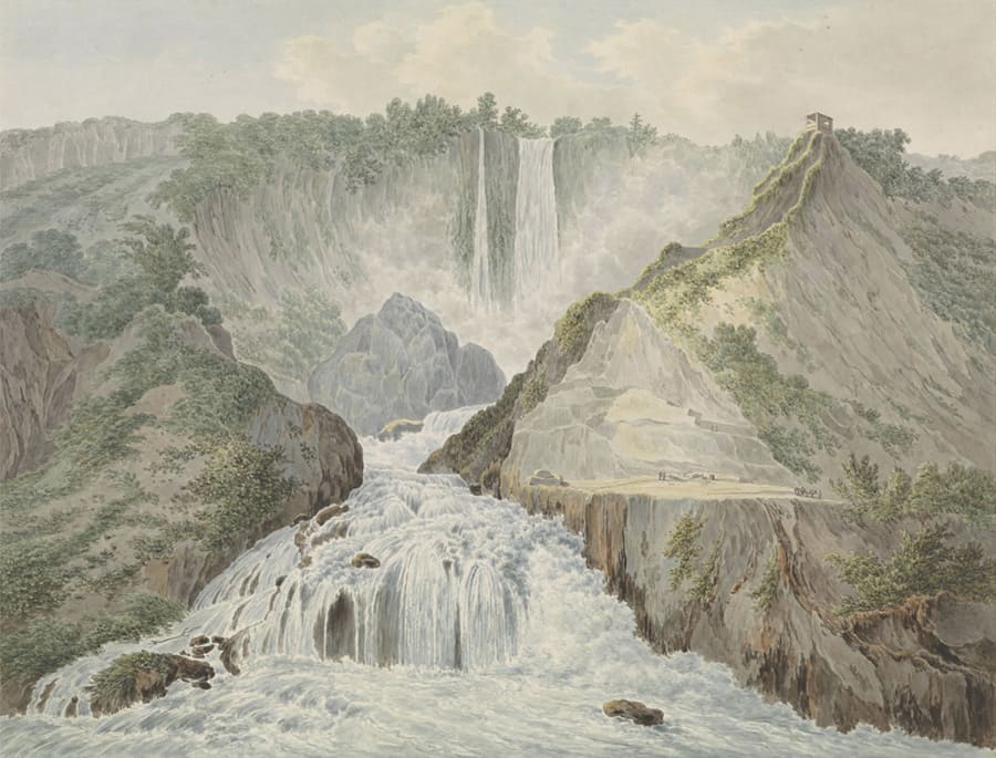 Vintage Mountain Waterfall Landscape wallpaper mural