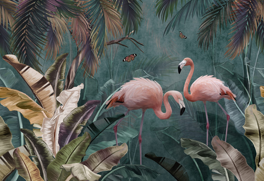 Rose Flamingo wallpaper mural