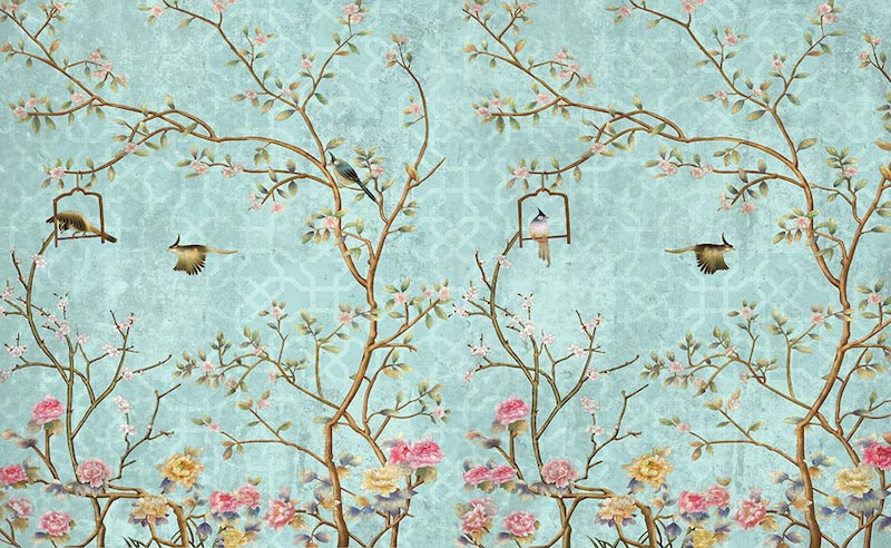 Bird And Tree Patterns wallpaper mural