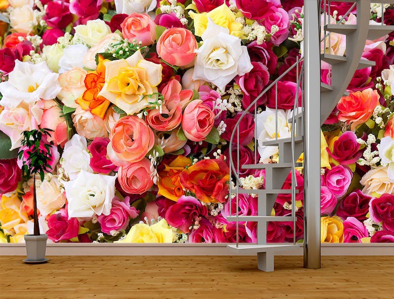 Colorful roses covering the mural