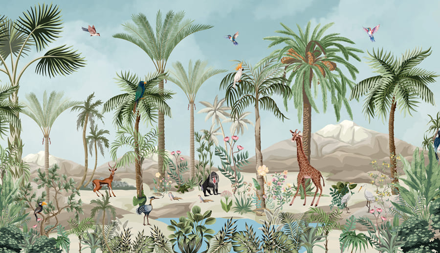 Palm Tree Safari wallpaper mural