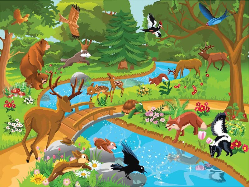 Joyful Life In The Forest wallpaper mural
