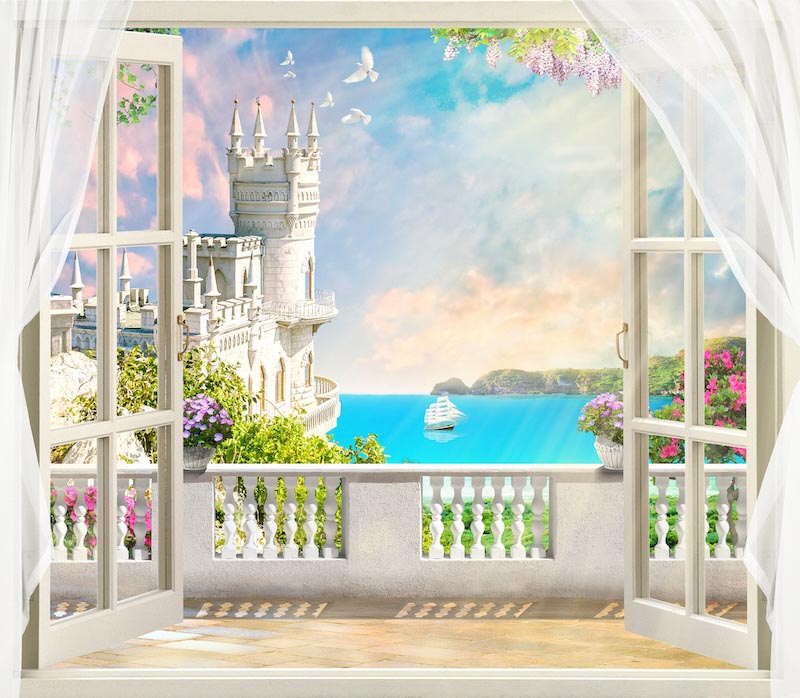 Fairytale Castle From The Window wallpaper mural