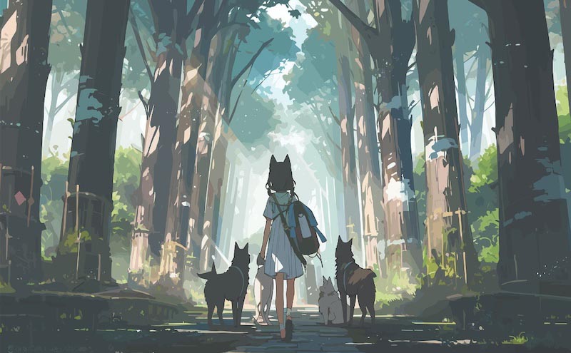Girl And Wolves Wilderness Bonds wallpaper mural