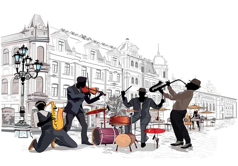Street Music wallpaper mural