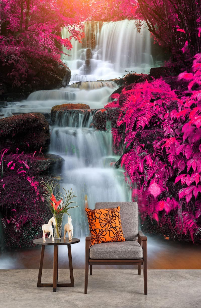 Mun Daeng waterfall flowing through a lush Far Eastern forest