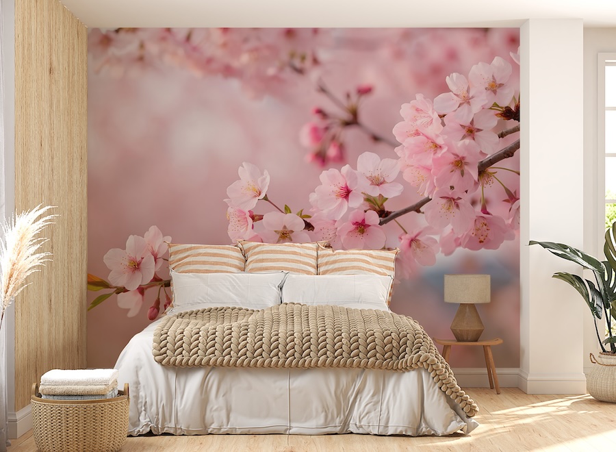 Soft pink Japanese cherry blossoms