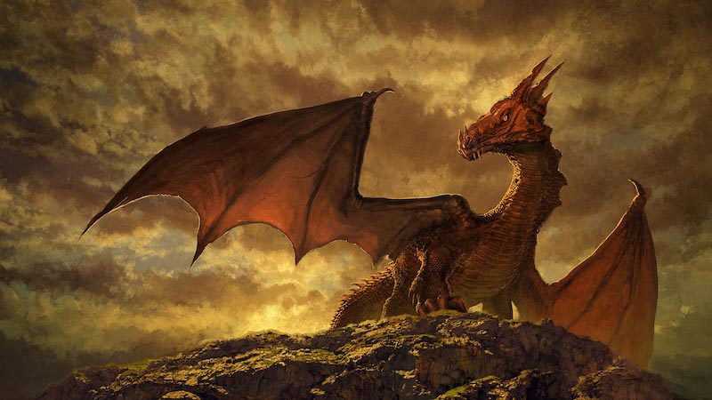 Majestic Dragon Painting wallpaper mural