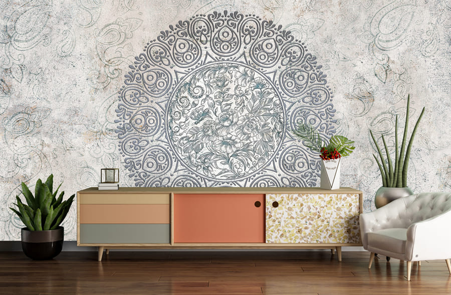 Detailed ornamental mandala arranged in a symmetrical circular pattern