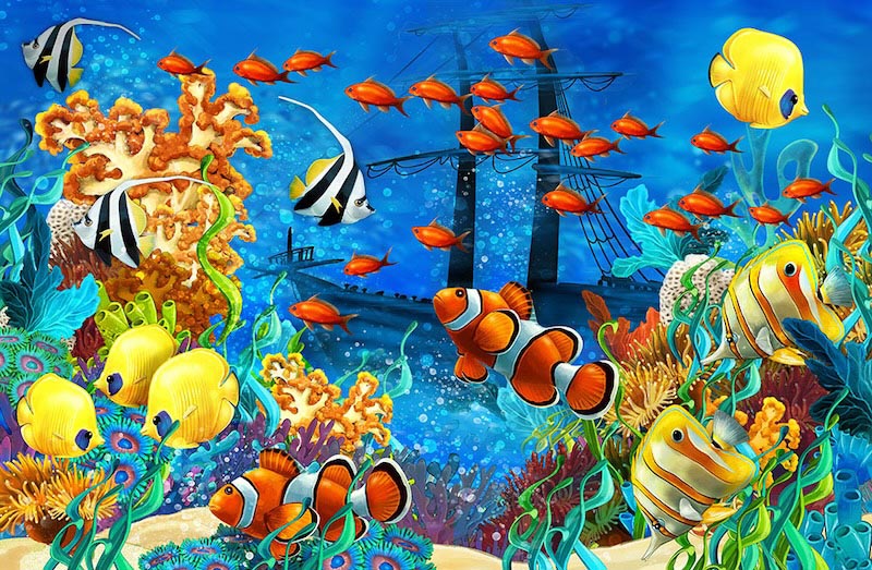 Underwater Drawing wallpaper mural
