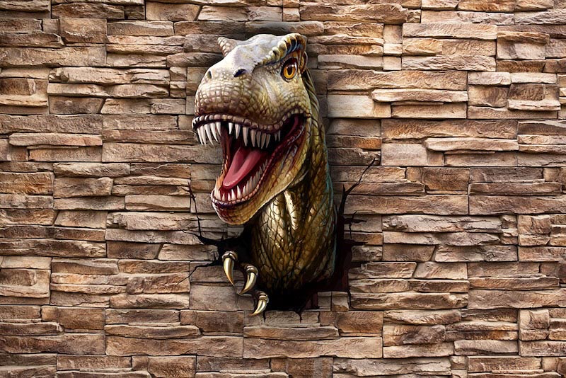 Dinosaur Raid wallpaper mural