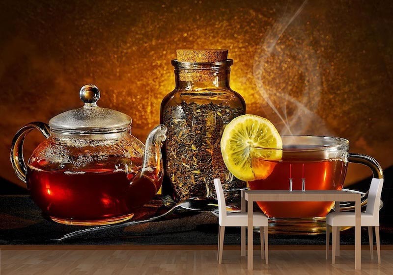 Tea time - 3D wallpaper decoration applied