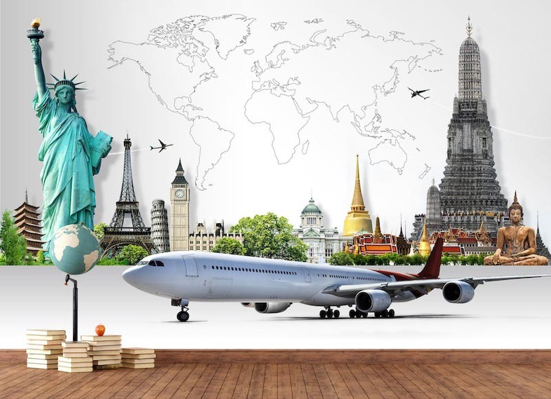 From East to West - 3D wallpaper decoration applied