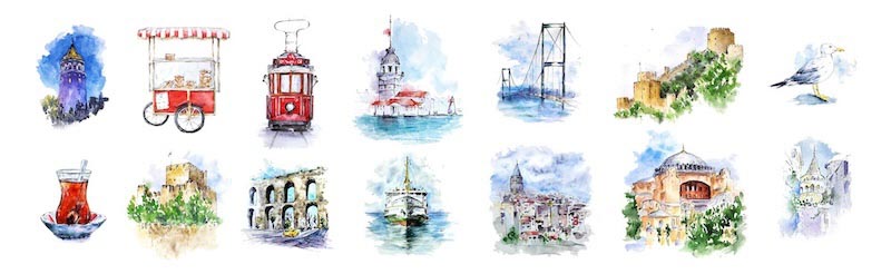 Istanbul icons - 3D wallpaper decoration