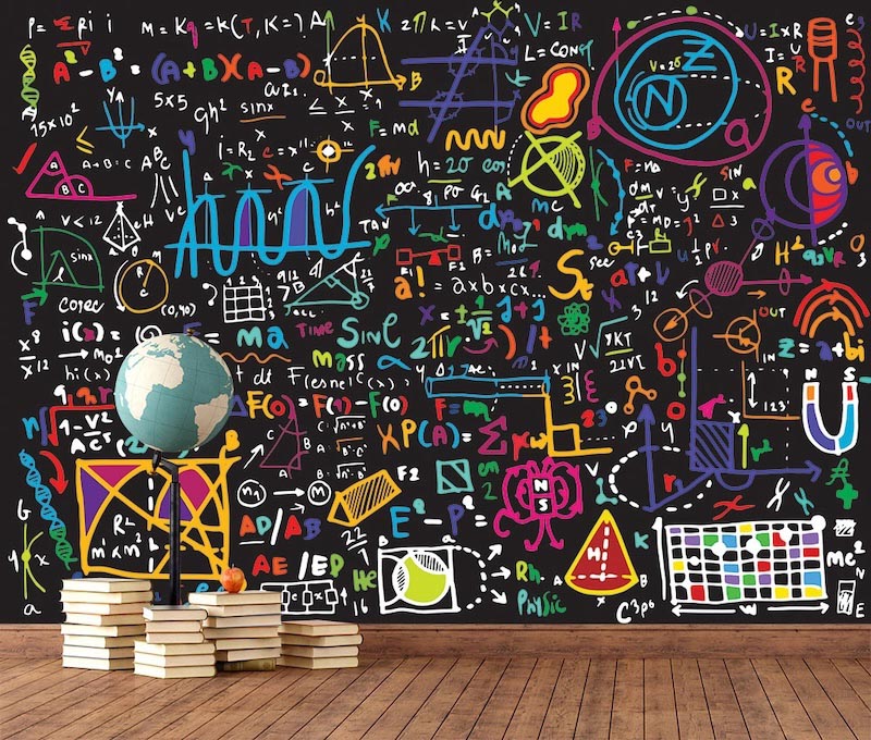 Colorful formulas - Photo wallpaper decor applied