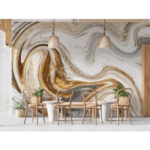 Golden Swirl Abstract Art