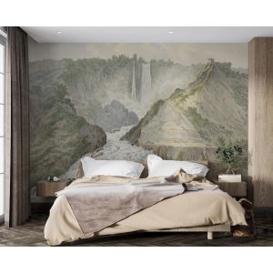 Vintage Mountain Waterfall Landscape