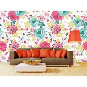 Turquoise Pink Floral Patterns