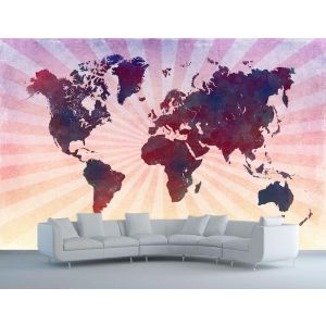 Retro Pink World Map