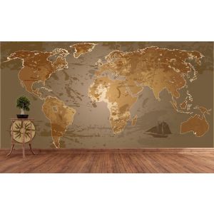 World Map In Brown Tones