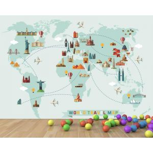 Map Around The World In Hot Air Balloon