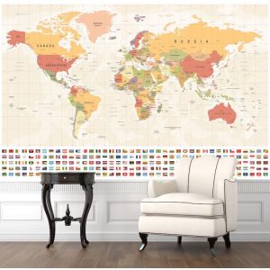 Flags And World Map
