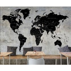 World Map On Concrete Wall