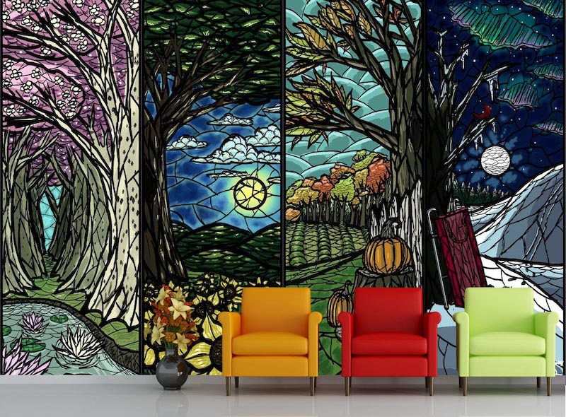 Four Seasons - Mural wallpaper applied