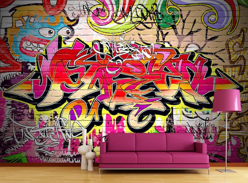 Graffiti - Mural wallpaper applied