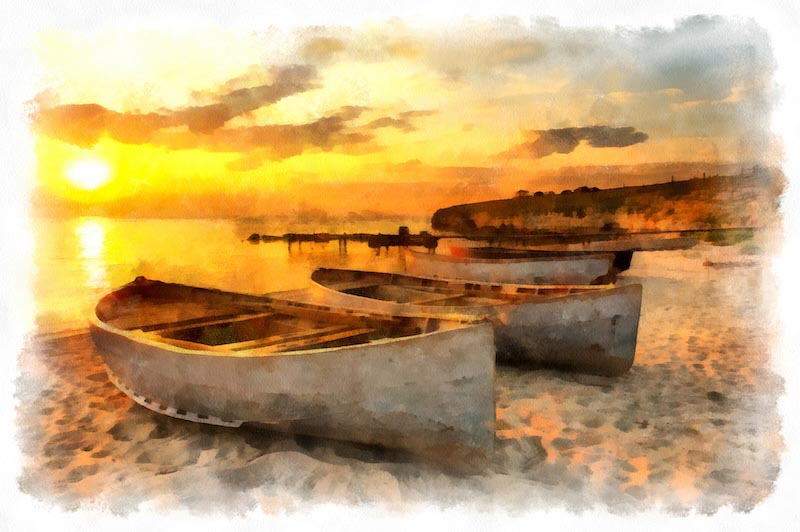 Watercolor seascape - 3D wallpaper decoration