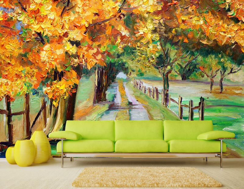 Autumn oil painting - 3D wallpaper for wall applied