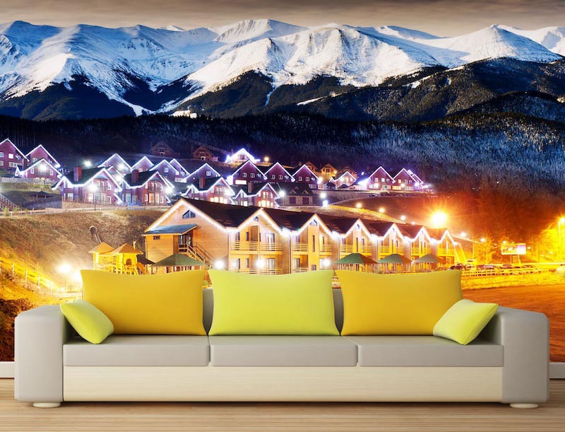 Winter Homes - Mural wallpaper applied