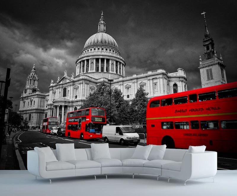 London red buses - 3D wallpaper for wall applied