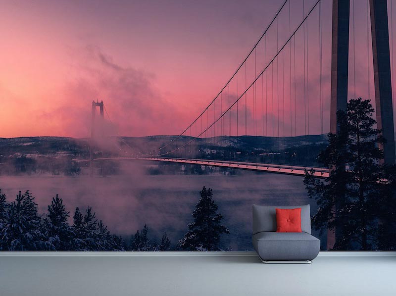 Cloudy bridge - Mural wallpaper applied