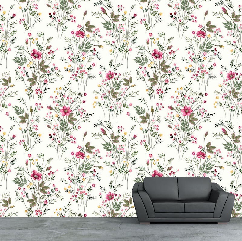bouquets - Mural wallpaper applied