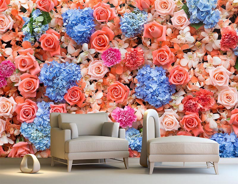 Wedding flowers - Photo wallpaper decor applied