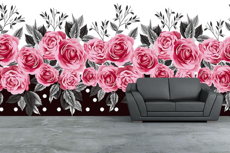 Pink design work - 3D wallpaper decoration applied