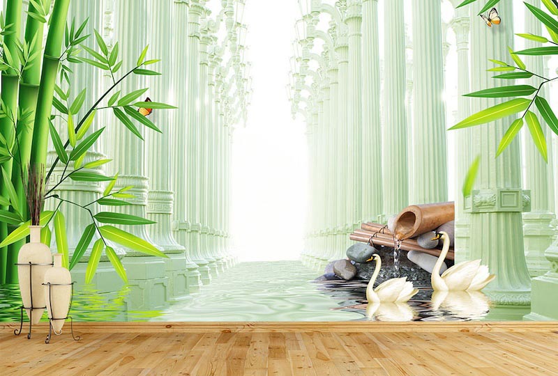 Three-dimensional columns - 3D wallpaper for wall applied