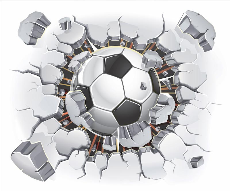 Soccer ball bouncing off the wall - Mural wallpaper