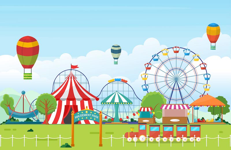 Colorful amusement park - 3D wallpaper for wall