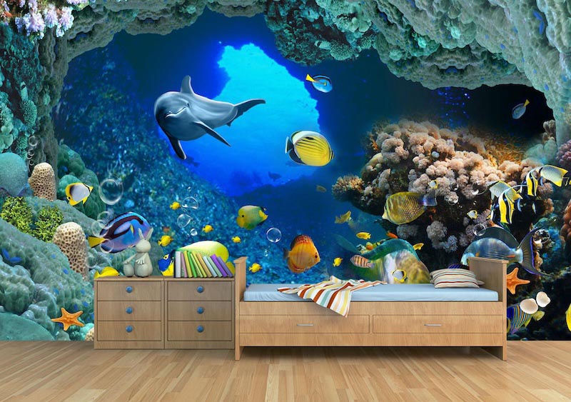 Deep fish - 3D wallpaper decoration applied