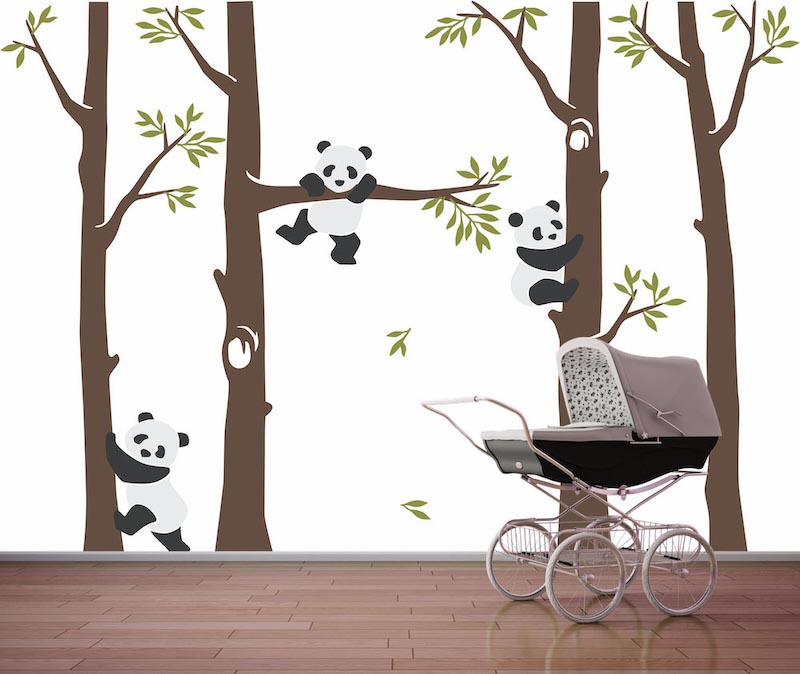 Panda in the forest - Mural wallpaper applied