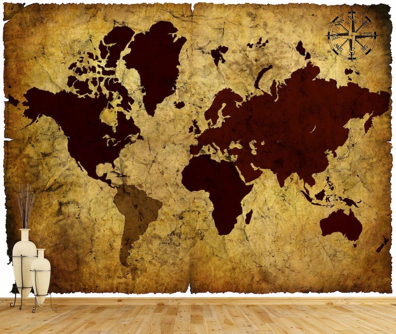 World compass - 3D wallpaper decoration applied