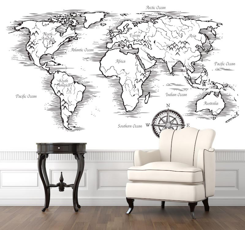 Mountain regions map - 3D wallpaper decoration applied