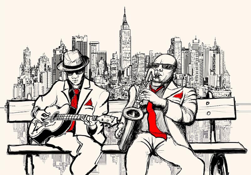 Blues on the street - 3D wallpaper for wall