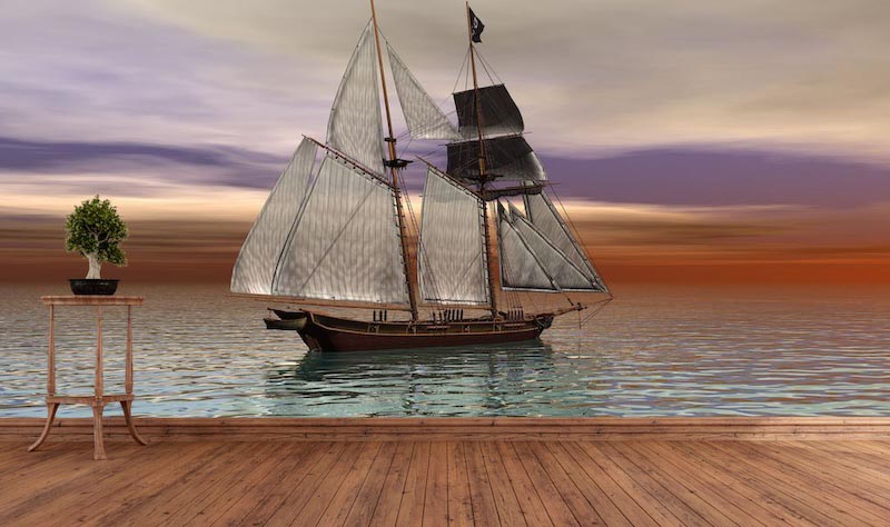 Peace at sea - Photo wallpaper decor applied